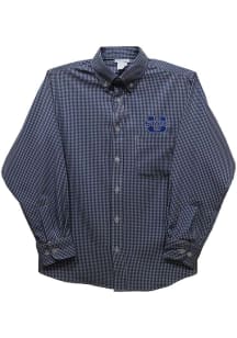 Vive La Fete Utah State Aggies Baby Navy Blue Gingham Long Sleeve Polo