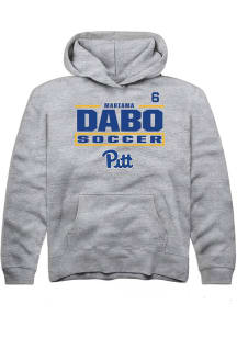 Mariama Dabo Rally Youth Grey Pitt Panthers NIL Stacked Box Long Sleeve Player Hoodie