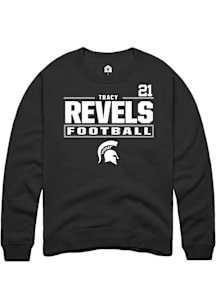 Tracy Revels Michigan State Spartans Mens Black NIL Stacked Box Player Crew