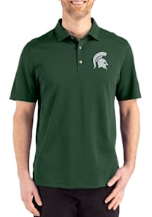 Cutter and Buck Michigan State Spartans Mens Green Advantage Refresh Short Sleeve Polo
