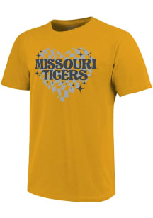 Missouri Tigers Girls Gold Funky Heart Short Sleeve Tee