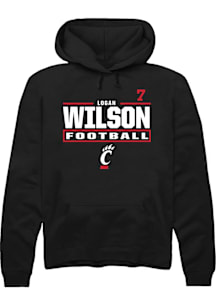 Logan Wilson Cincinnati Bearcats Mens Black Football NIL Stacked Box Player Hood