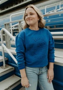 Gameday Social Kansas Jayhawks Womens Blue Carson Circle Crew Sweatshirt