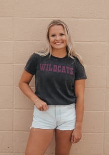 Gameday Social K-State Wildcats Womens Black Rhodes Rhinestone Short Sleeve T-Shirt