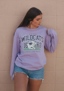 Gameday Social K-State Wildcats Womens Lavender Muncie Helmet Crew Sweatshirt
