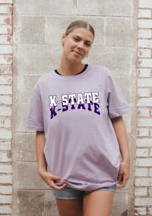 Gameday Social K-State Wildcats Womens Lavender Stokes Stacked Short Sleeve T-Shirt