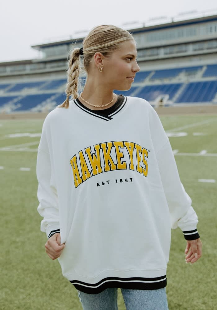 Iowa Hawkeyes Gameday Social Crew Sweatshirt Womens White Allen ...