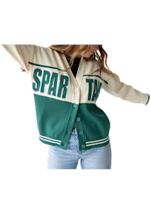 Womens Michigan State Spartans Green Gameday Social Carley Long Sleeve Cardigan