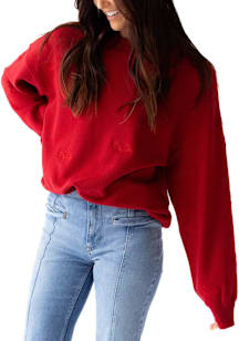 Gameday Social Arkansas Razorbacks Womens Crimson Ritter Repeat Crew Sweatshirt