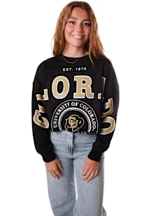 Gameday Social Colorado Buffaloes Womens Black Phipps Split Crew Sweatshirt