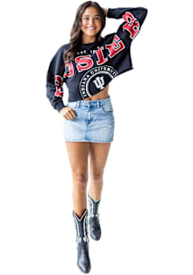 Gameday Social Indiana Hoosiers Womens Black Phipps Split Crew Sweatshirt