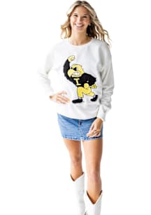 Gameday Social Iowa Hawkeyes Womens White Mascot Chenille Crew Sweatshirt