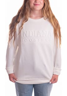 Womens Indiana Hoosiers White Gameday Social College Lines Crew Sweatshirt