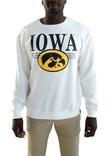 Womens Iowa Hawkeyes Ivory Gameday Social Guccio Crew Sweatshirt