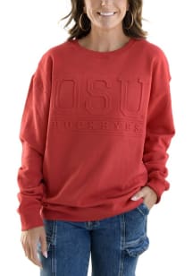 Womens Ohio State Buckeyes Red Gameday Social College Lines Crew Sweatshirt