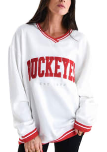 Gameday Social Ohio State Buckeyes Womens White Allen Chenille Crew Sweatshirt