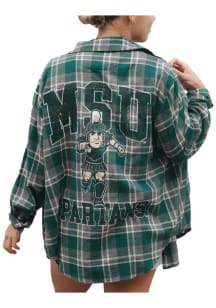 Womens Michigan State Spartans Green Gameday Social Meyer Long Sleeve Dress Shirt