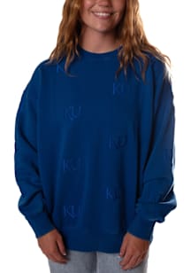 Gameday Social Kansas Jayhawks Womens Blue Ritter Repeat Crew Sweatshirt