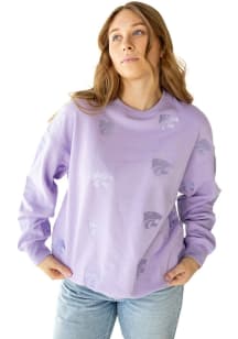 Womens K-State Wildcats Lavender Gameday Social Ritter Repeat Crew Sweatshirt