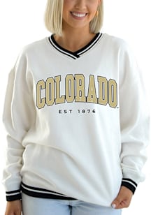 Gameday Social Colorado Buffaloes Womens White Allen Chenille Crew Sweatshirt