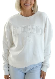 Gameday Social Colorado Buffaloes Womens White Easley Embossed Crew Sweatshirt