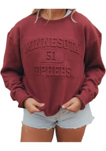 Womens Minnesota Golden Gophers Maroon Gameday Social Vintage 81 Crew Sweatshirt