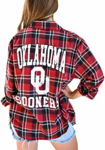 Gameday Social Oklahoma Sooners Womens Meyer Long Sleeve Red Dress Shirt