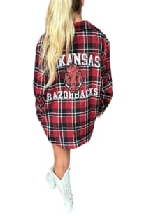 Gameday Social Arkansas Razorbacks Womens Meyer Long Sleeve Red Dress Shirt