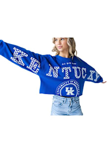 Gameday Social Kentucky Wildcats Womens Blue Phipps Split Crew Sweatshirt