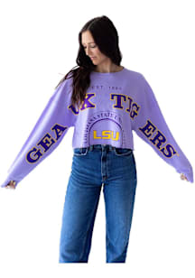 Gameday Social LSU Tigers Womens Lavender Phipps Split Crew Sweatshirt