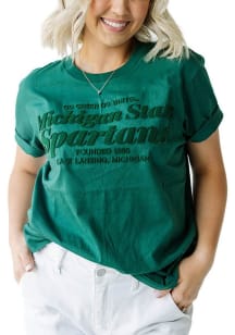 Gameday Social Michigan State Spartans Womens Green Hansen Brush Short Sleeve T-Shirt