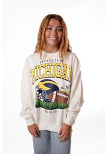 Gameday Social Michigan Wolverines Womens White Malone Crew Sweatshirt