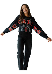 Womens Ohio State Buckeyes Black Gameday Social Phipps Split Crew Sweatshirt
