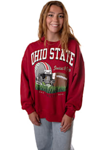 Gameday Social Ohio State Buckeyes Womens Red Malone Crew Sweatshirt
