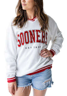 Gameday Social Oklahoma Sooners Womens White Allen Arch Crew Sweatshirt