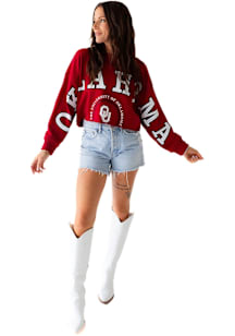 Gameday Social Oklahoma Sooners Womens Crimson Phipps Split Crew Sweatshirt