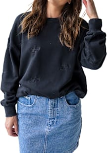 Womens Purdue Boilermakers Black Gameday Social Ritter Repeat Crew Sweatshirt