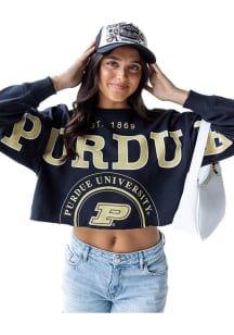 Gameday Social Purdue Boilermakers Womens Black Phipps Split Crew Sweatshirt