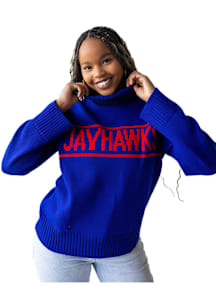 Gameday Social Kansas Jayhawks Womens Blue Turtleneck Long Sleeve Sweater