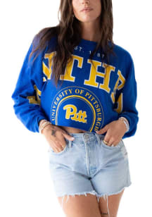 Womens Pitt Panthers Blue Gameday Social Phipps Split Crew Sweatshirt