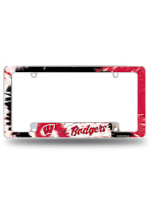 Wisconsin Badgers Tie Dye All Over Chrome License Plate Frame - White