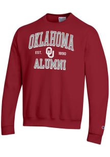 Champion Oklahoma Sooners Mens Crimson Est Alumni Powerblend Long Sleeve Crew Sweatshirt