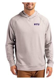 Cutter and Buck NYU Violets Mens Grey Adapt Knit Hood Long Sleeve Hoodie