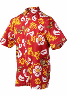 Mens Minnesota Golden Gophers Maroon Wes and Willy Floral Short Sleeve Dress Shirt