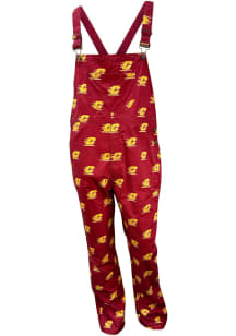 Wes and Willy Central Michigan Chippewas Mens Maroon Allover Logo Overall Pants