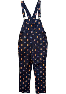 Mens Illinois Fighting Illini Navy Blue Wes and Willy Allover Logo Overall Pants