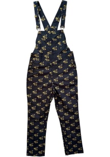 Mens Iowa Hawkeyes Black Wes and Willy Allover Logo Overall Pants