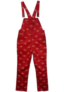 Wes and Willy Iowa State Cyclones Mens Red Allover Logo Overall Pants