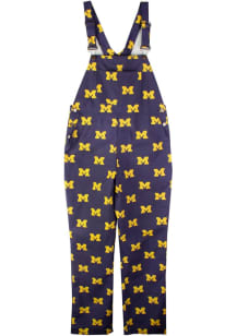 Mens Michigan Wolverines Navy Blue Wes and Willy Allover Logo Overall Pants