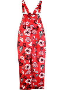 Mens Ohio State Buckeyes Red Wes and Willy Allover Hibiscus Overall Pants